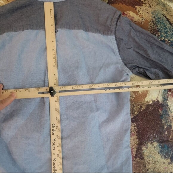 American Eagle Classic Fit Collared Shirt  Small Petit Button Up Two Tone Shirt - Picture 8 of 11